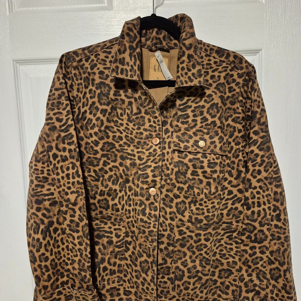 GAP Leopard Print Jean Jacket